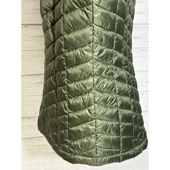 LANDS END Womens LARGE Primaloft Insulated Quilted Jacket Green Full Zip Hooded - Picture 6 of 16